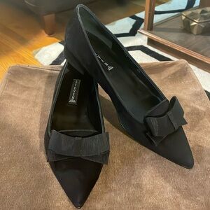 Steve Madden Leather Suede Pointed Bow Small Heel Dress Shoes